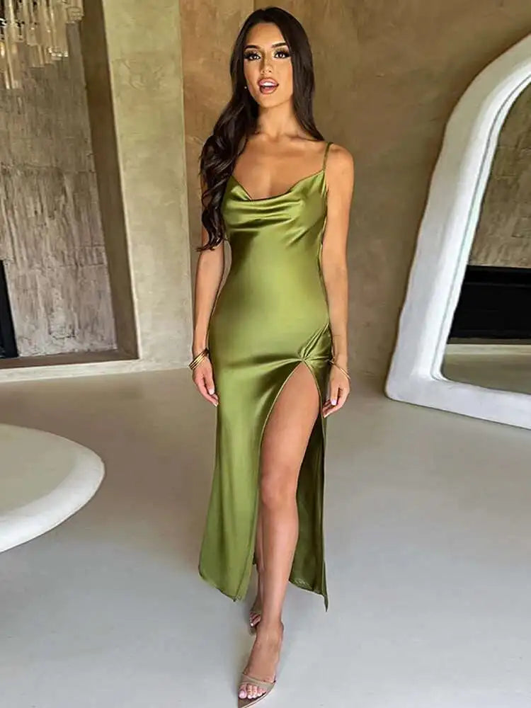 Avrilyaan White Satin dress. Backless Sexy Dress Women.Split Elegant Night Club Party Dresses Summer Long Dress Vestidos