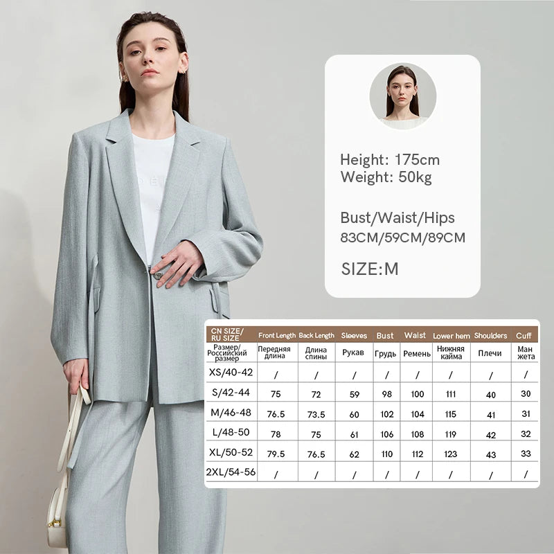 New Long Sleeves Loose Coat Notched Business Jacket Belt Women's Clothing