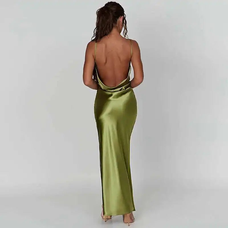 Avrilyaan White Satin dress. Backless Sexy Dress Women.Split Elegant Night Club Party Dresses Summer Long Dress Vestidos