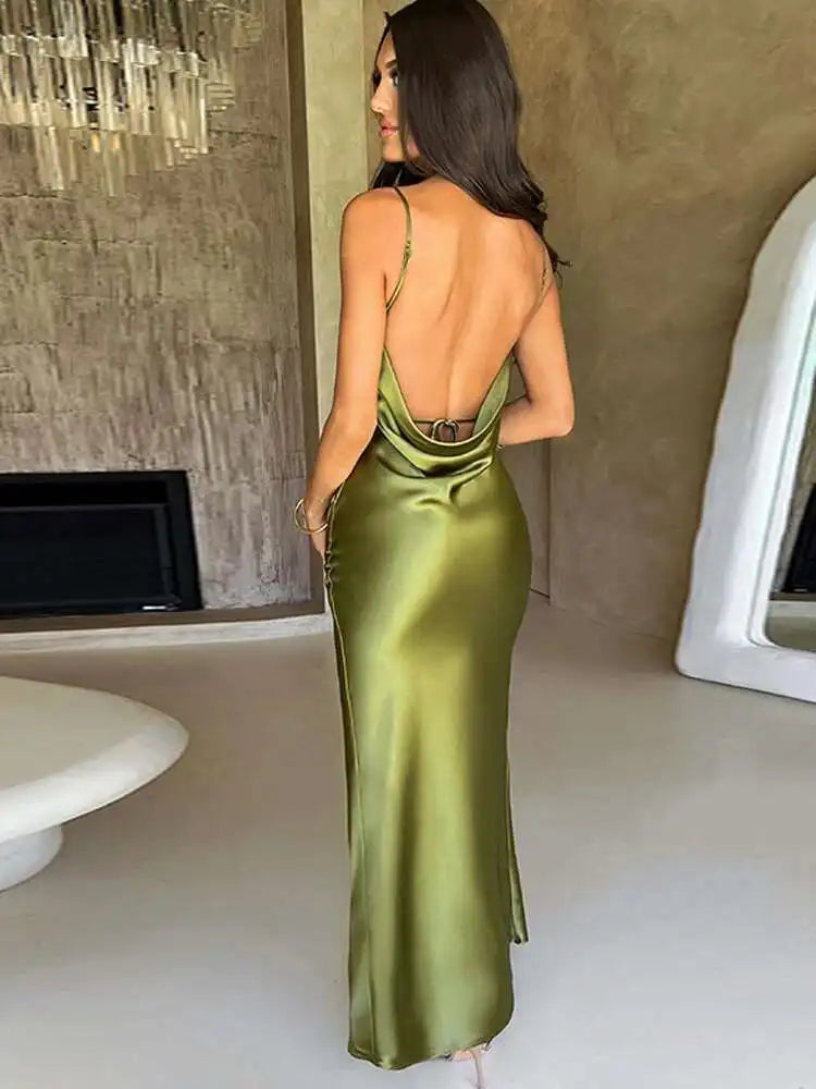 Avrilyaan White Satin dress. Backless Sexy Dress Women.Split Elegant Night Club Party Dresses Summer Long Dress Vestidos