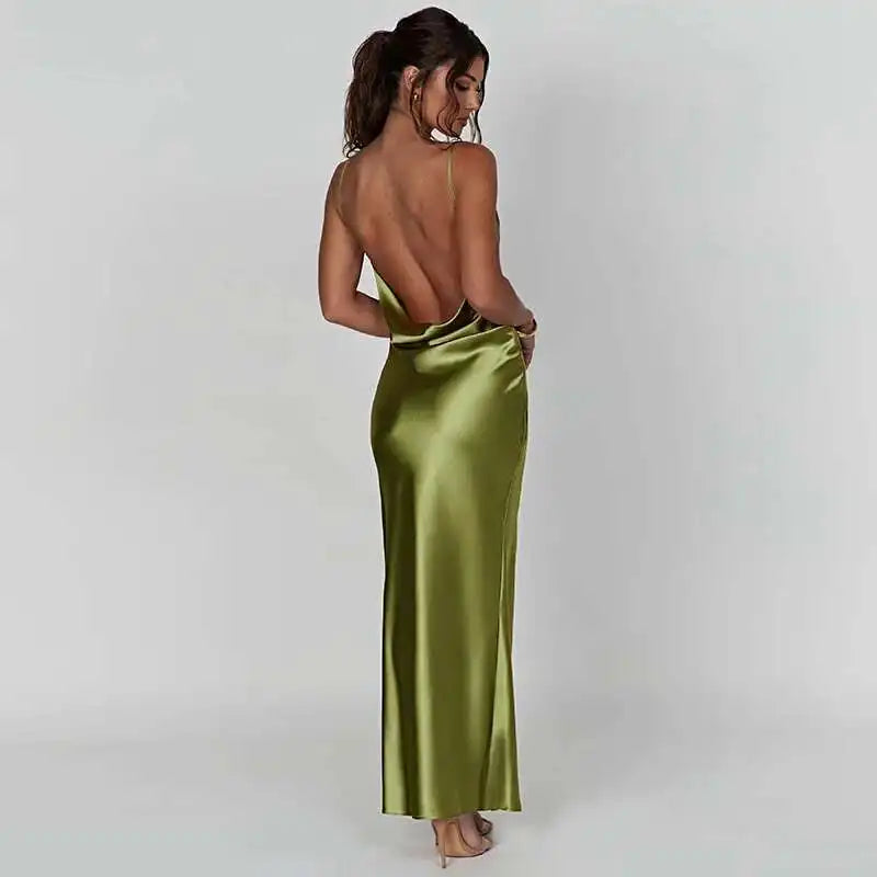 Avrilyaan White Satin dress. Backless Sexy Dress Women.Split Elegant Night Club Party Dresses Summer Long Dress Vestidos