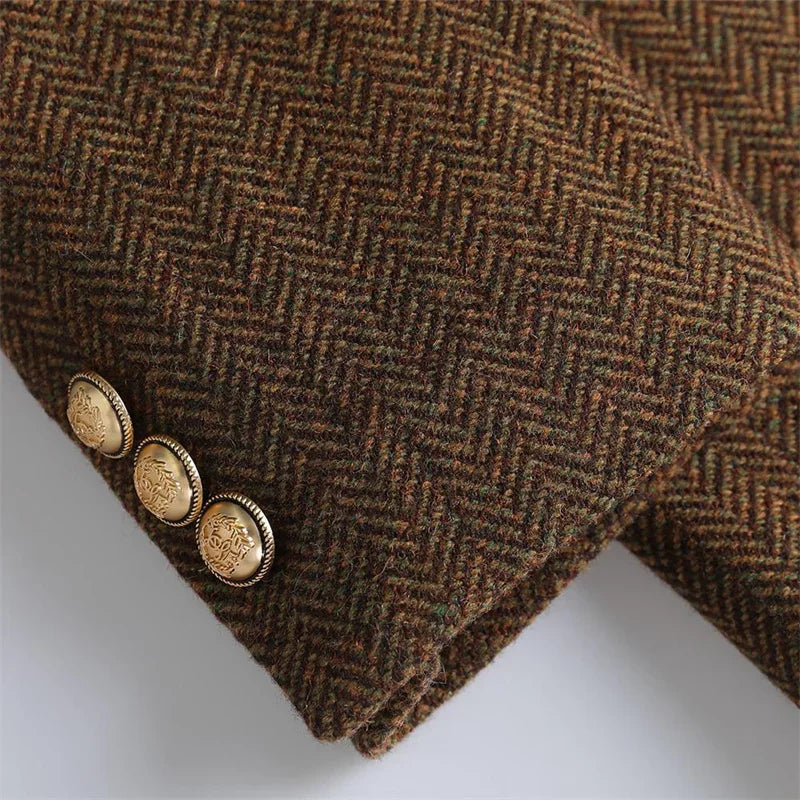 Seasonal Temperament Top Female Blazer Comes With Belt A Vintage Wool Jacket For Women Autumn And Winter