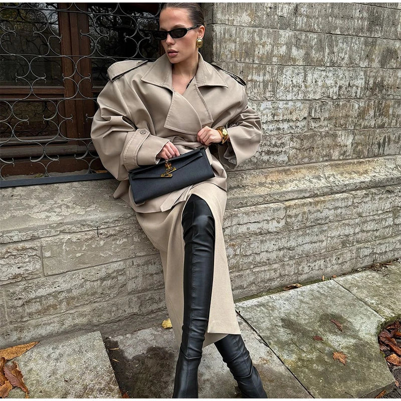Fashion Cropped Trench Coat Women Elegant Solid Lapel Lace Up Double-breasted Windbreaker Jacket Autumn Lady Chic Street Outwear