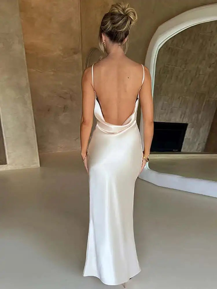 Avrilyaan White Satin dress. Backless Sexy Dress Women.Split Elegant Night Club Party Dresses Summer Long Dress Vestidos