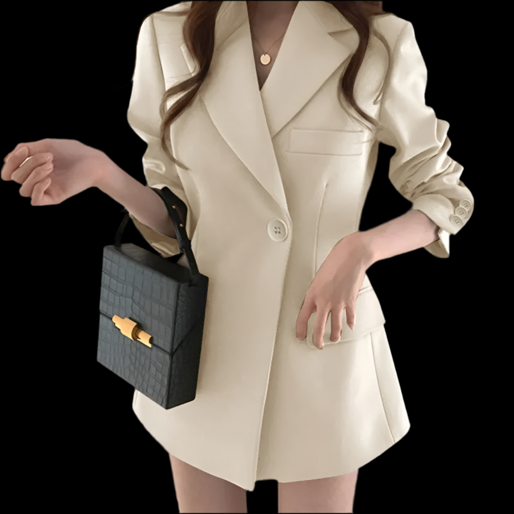 Casual Office Lady Blazer Coat Fall Single Button Pocket Long Sleeve Suits Tops Female Solid Elegant Jacker Coats