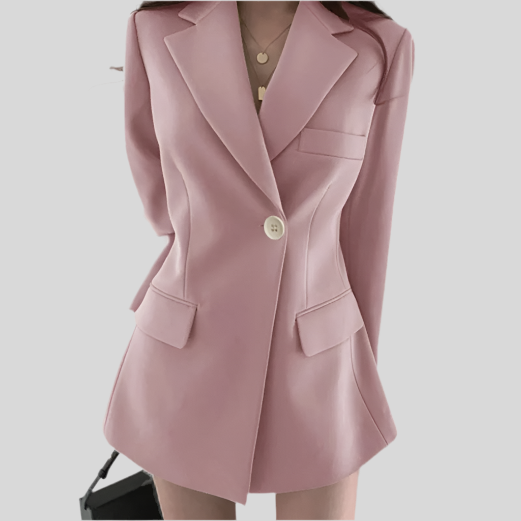 Casual Office Lady Blazer Coat Fall Single Button Pocket Long Sleeve Suits Tops Female Solid Elegant Jacker Coats