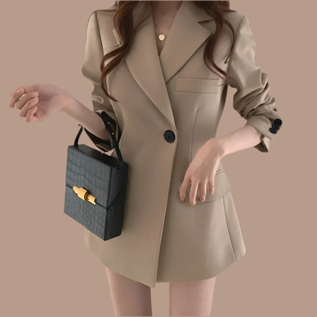 Casual Office Lady Blazer Coat Fall Single Button Pocket Long Sleeve Suits Tops Female Solid Elegant Jacker Coats