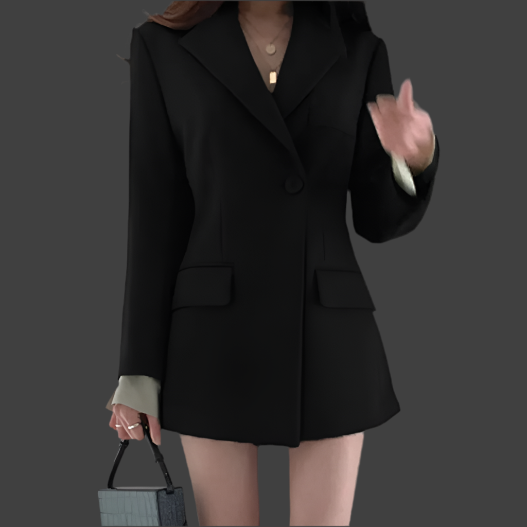 Casual Office Lady Blazer Coat Fall Single Button Pocket Long Sleeve Suits Tops Female Solid Elegant Jacker Coats