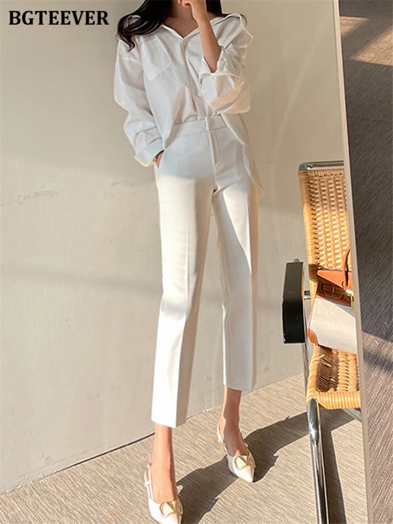 Elegant Slim Women Suit Pants. High Waist Ladies Pencil Pants Office Wear Trousers