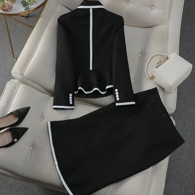 Luxury Celebrity Fragrance Suits Temperament Slim Skinny Occupational Suit Blazer Sets Fishtail Skirt