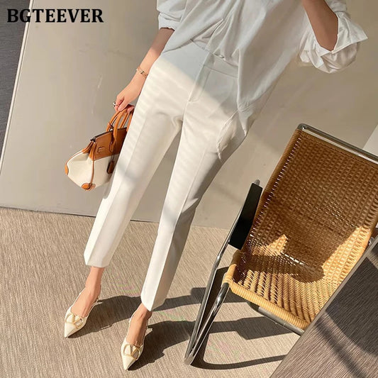 Elegant Slim Women Suit Pants. High Waist Ladies Pencil Pants Office Wear Trousers