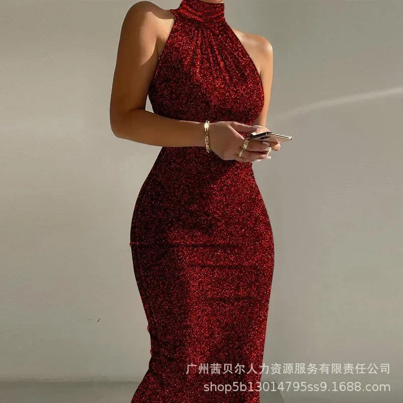 Women's Clothing Lace Splicing Long-sleeved Slim Long Dress High Waist Fashion Casual