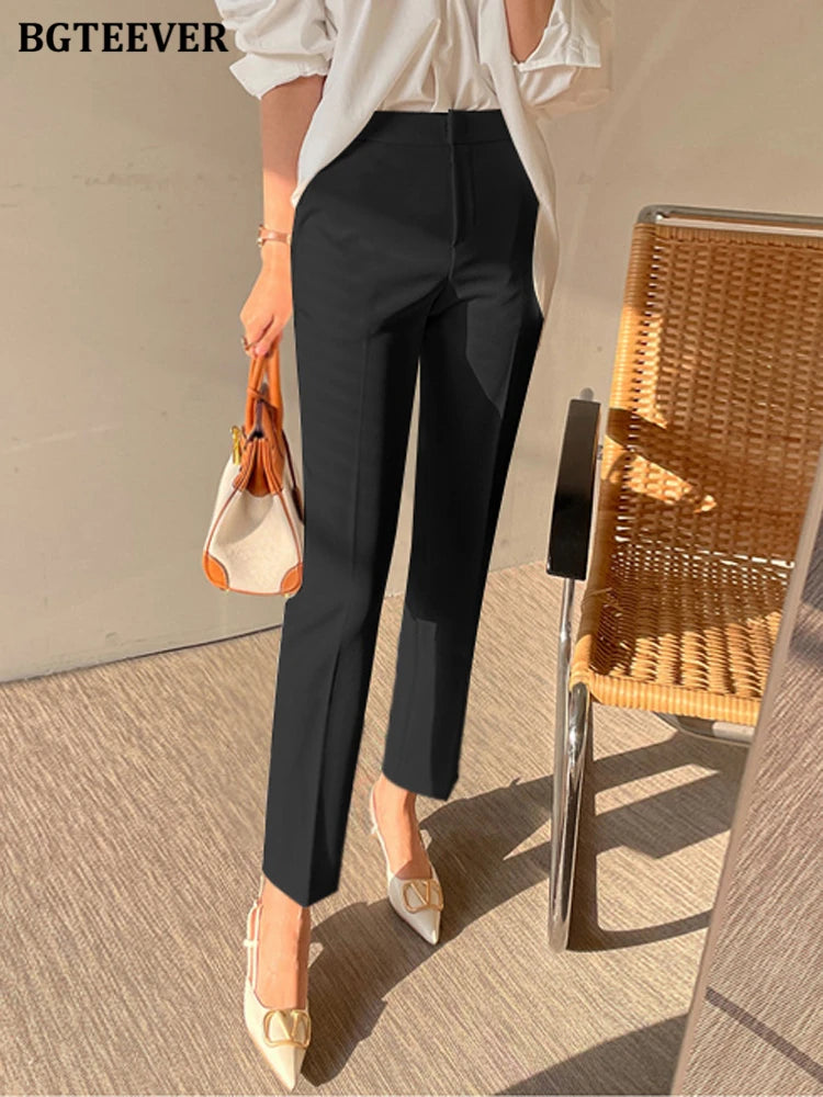 Elegant Slim Women Suit Pants. High Waist Ladies Pencil Pants Office Wear Trousers