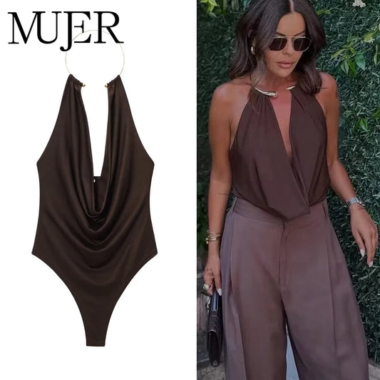 MUJER 2025 Sexy Bodysuit Women Summer Backless Body Suits Women Sleeveless Tops Woman Sexy Outfits Lingerie Jumpsuits for Woman