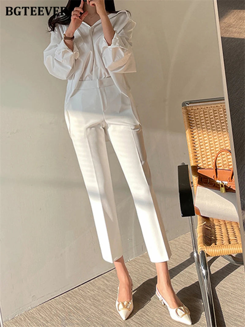 Elegant Slim Women Suit Pants. High Waist Ladies Pencil Pants Office Wear Trousers