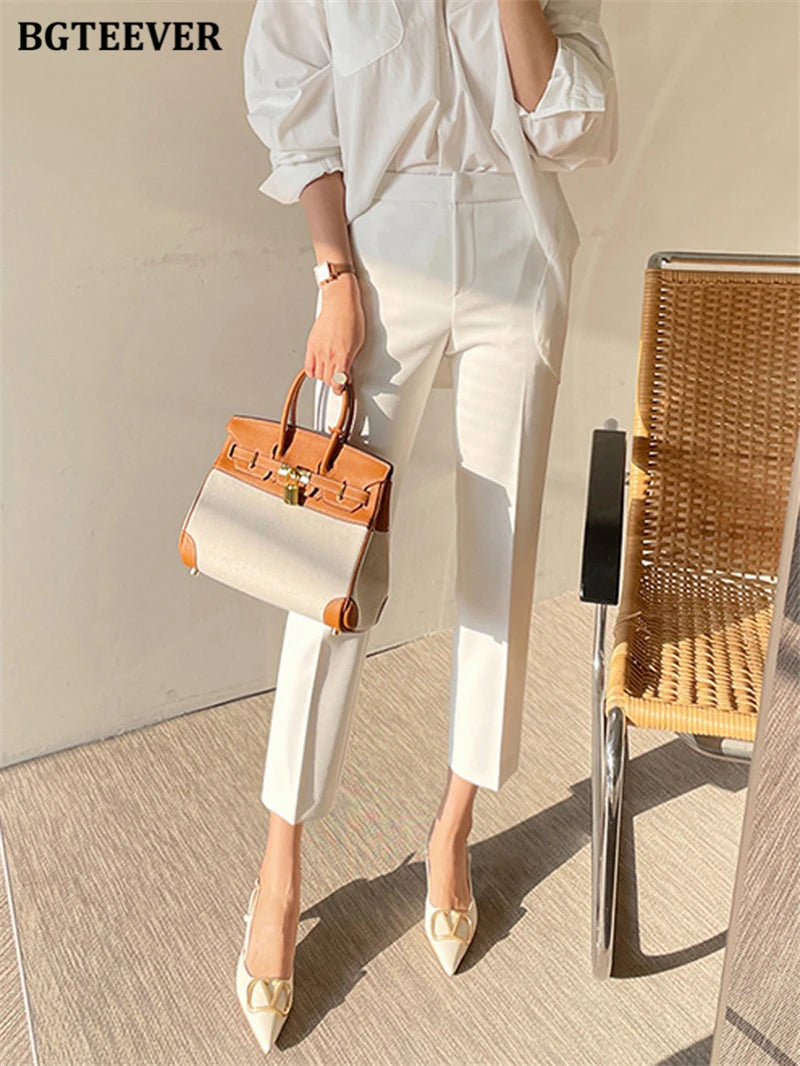 Elegant Slim Women Suit Pants. High Waist Ladies Pencil Pants Office Wear Trousers
