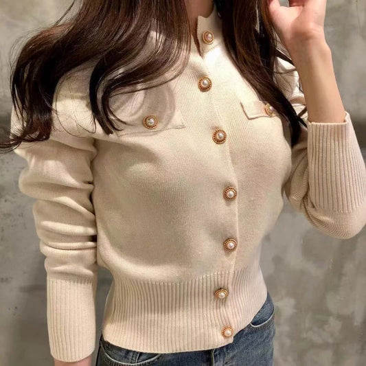 Autumn Long Sleeve Fashion Women Cardigans Sweater Knitted Coat Short Casual Single Breasted Slim Chic Ladies Tops