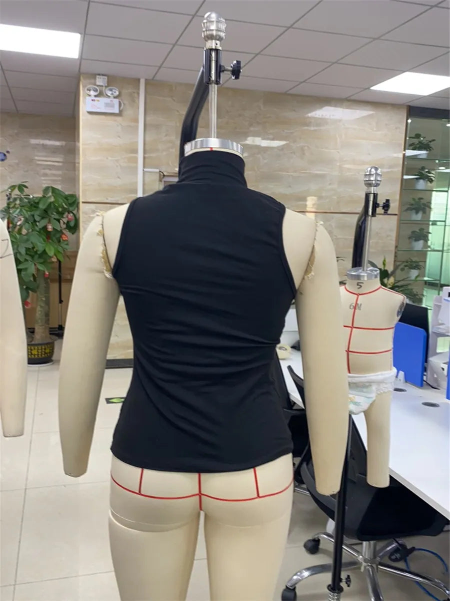 Women Halter Tops Twist Front Sexy Ring Pleated Tank Tops Turtleneck Dressy Sleeveless Summer Slim Fit Vest Streetwear 2025